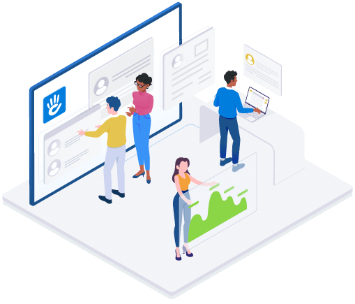 People standing on a checklist illustration. Running a website in multiple languages